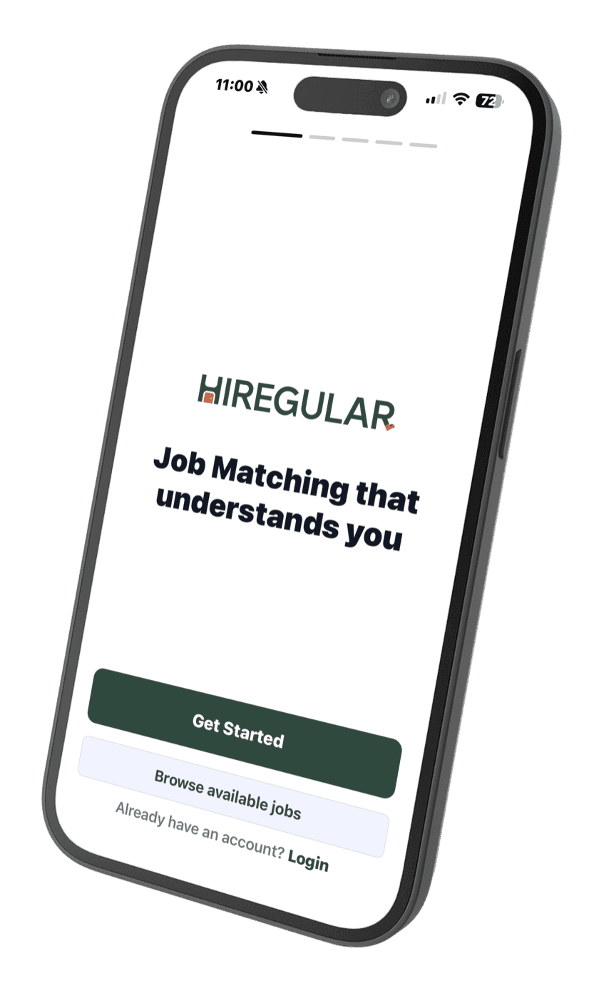 Hiregular app on iPhone